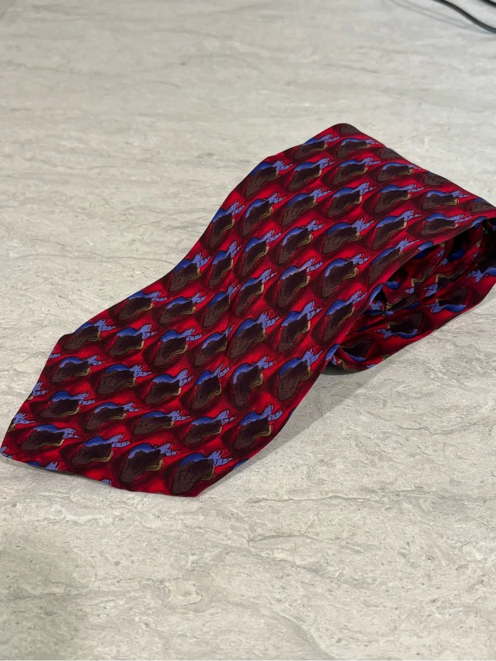 J. Garcia Lavender and Silver Diagonal Stripe and red guitar silk ties